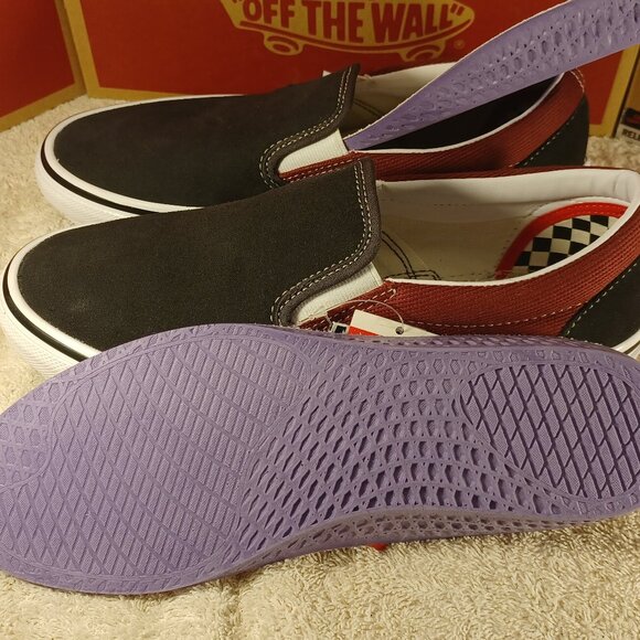 Vans Men's 7/Women's 8.5 Slip On Pro Suede Asphalt Pomegranate Black True White - Picture 12 of 12